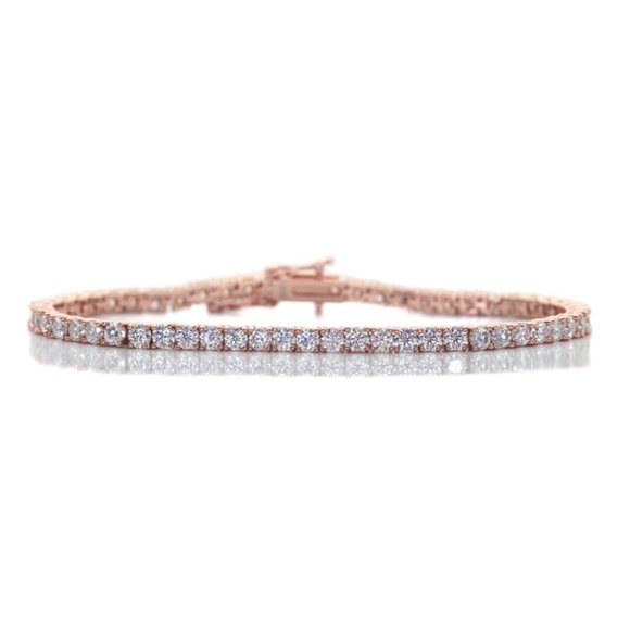 3mm Luxurious Moissanite Tennis Bracelet Silver with Rose Gold Plated - Picture 5 of 6